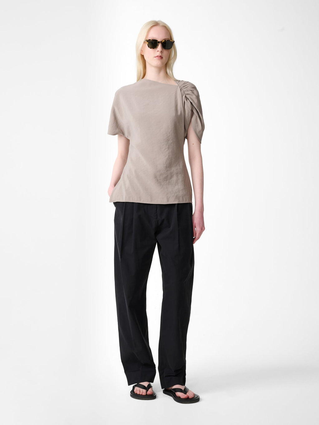 Fine Gauge Polo Knit Stone view 1