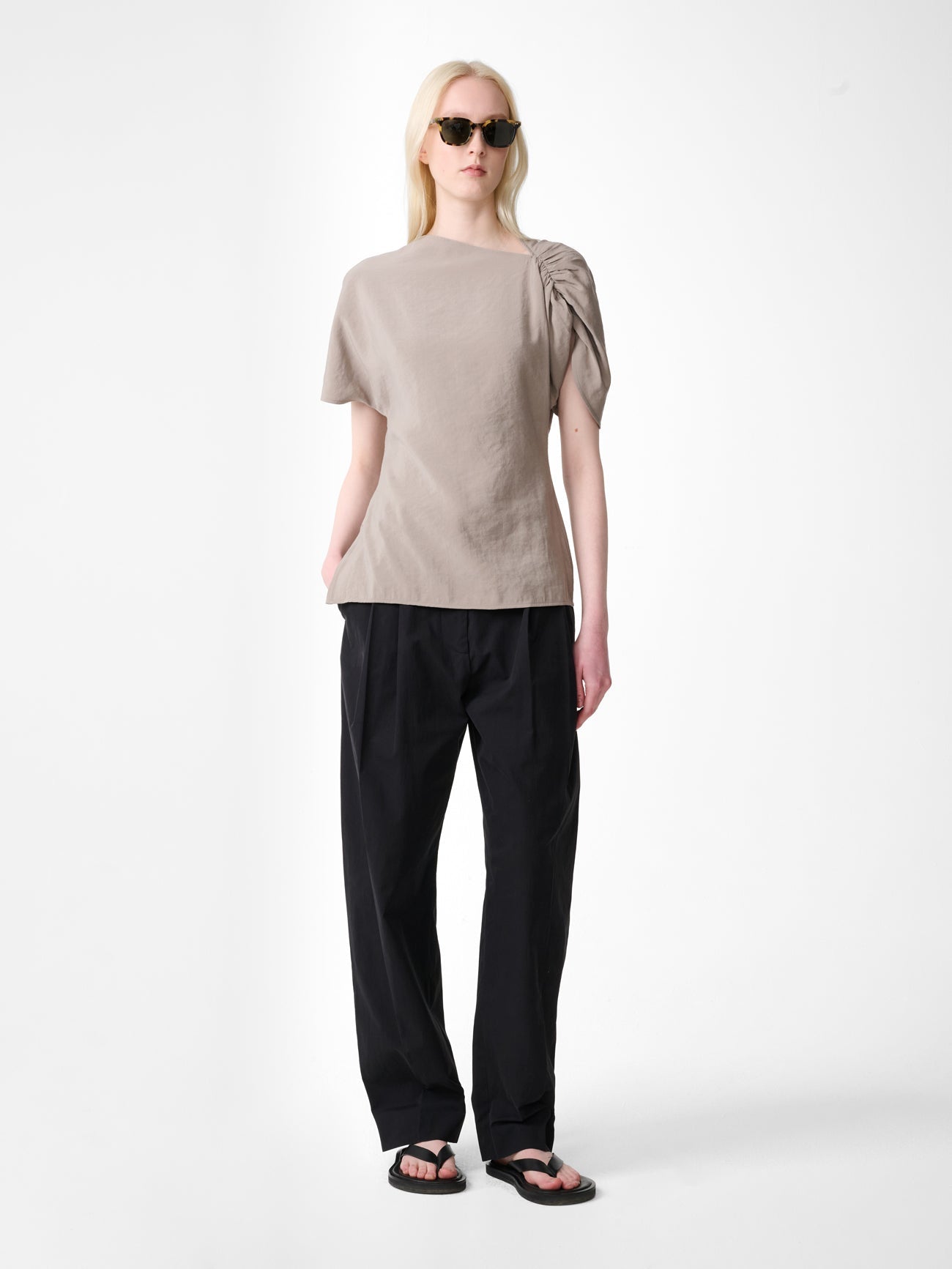 Fine Gauge Polo Knit Stone view 1