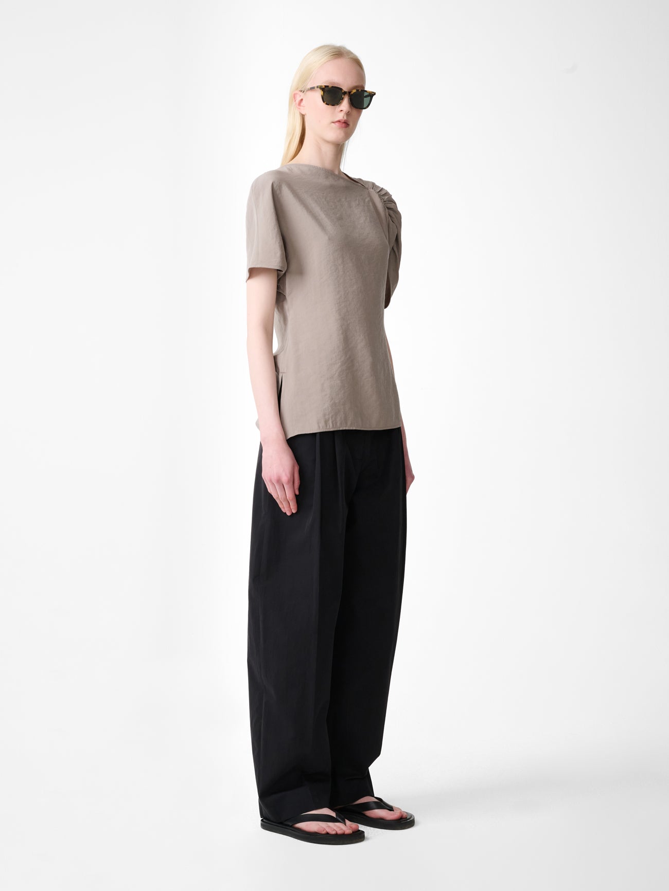 Fine Gauge Polo Knit Stone view 4