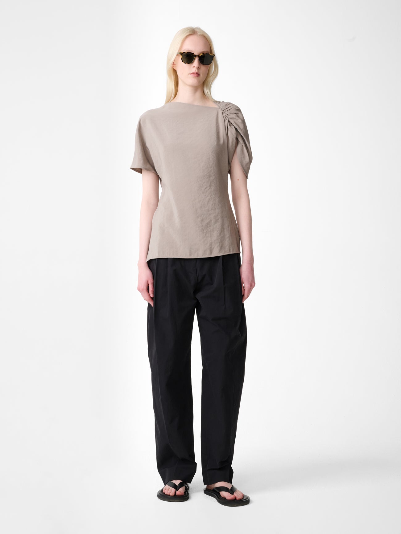 Fine Gauge Polo Knit Stone view 3