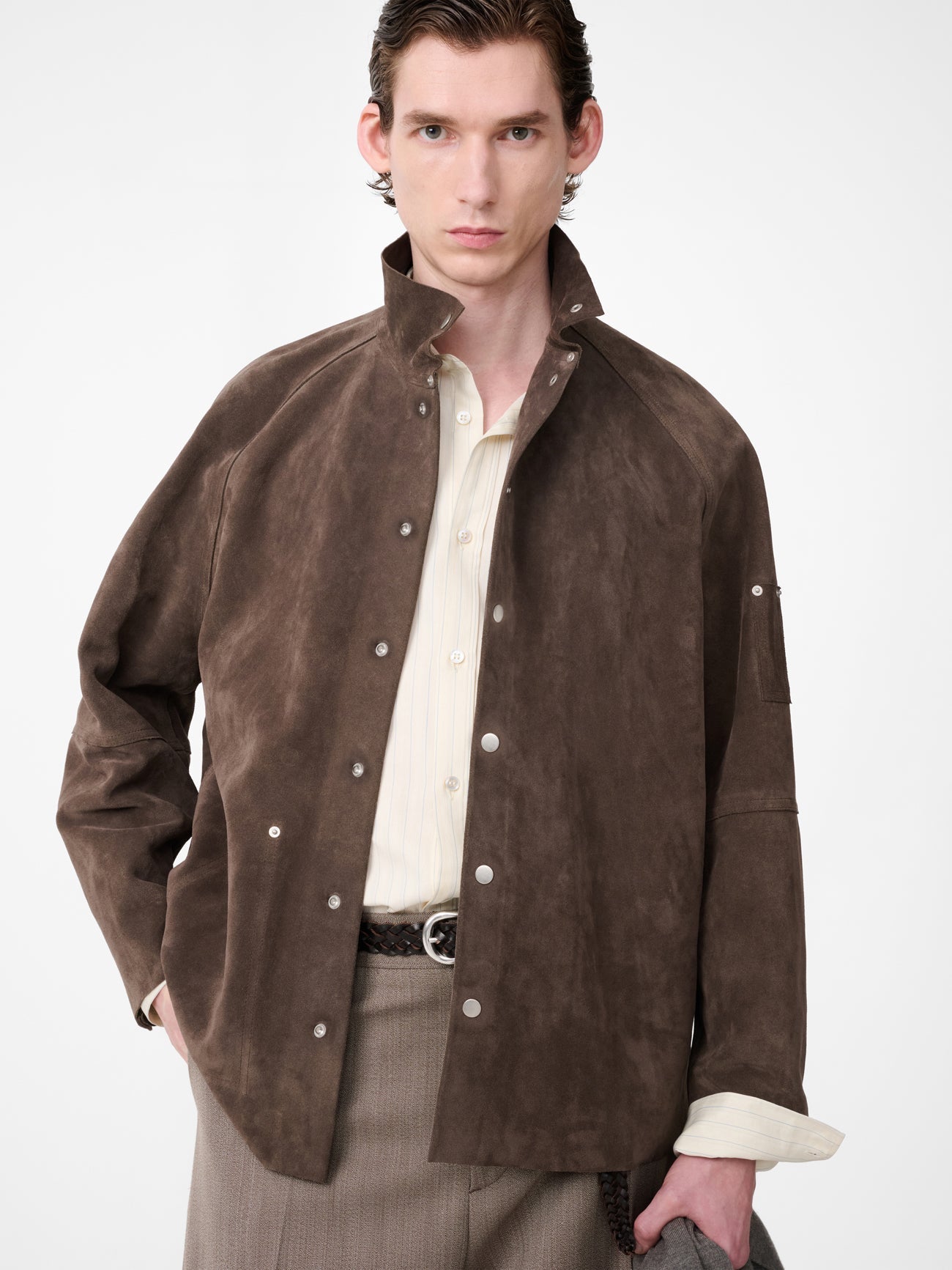 Single Breasted Blazer Charcoal Pinstripe view 3