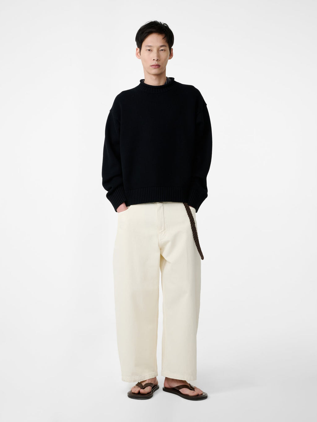 Heavy Knit Cable Jumper Charcoal view 1