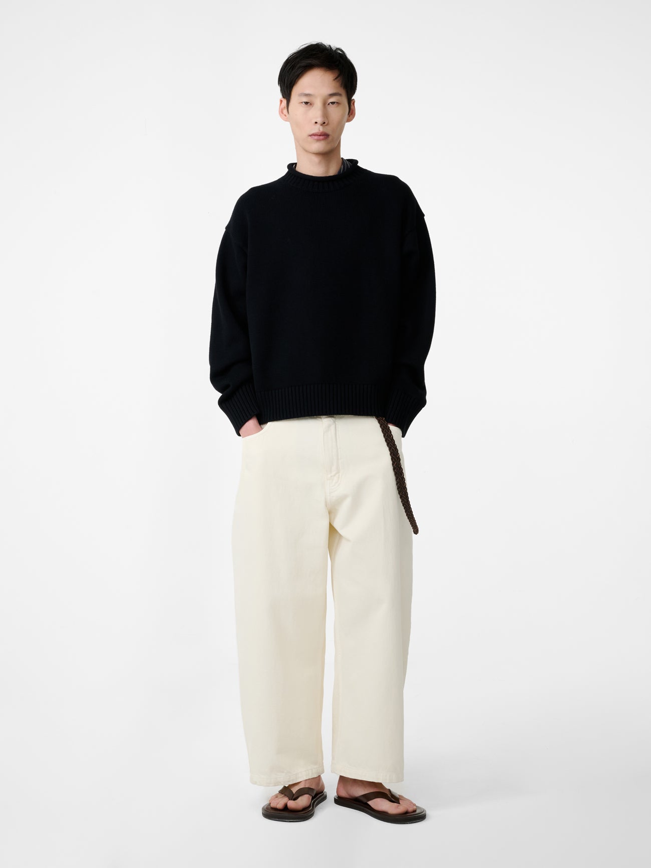 Heavy Knit Cable Jumper Charcoal view 1