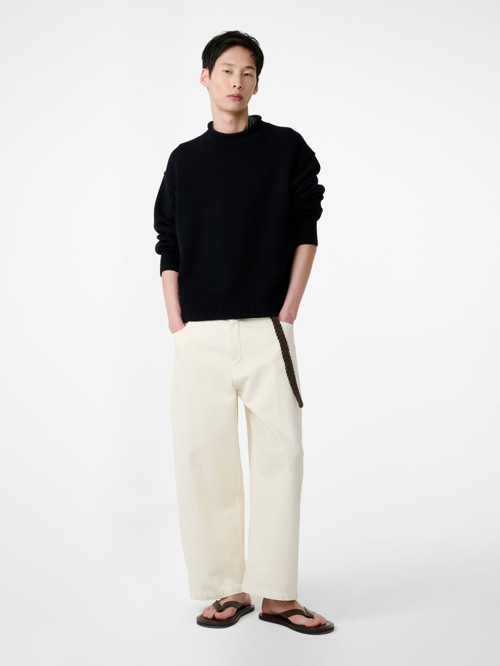 Heavy Knit Cable Jumper Charcoal view 3