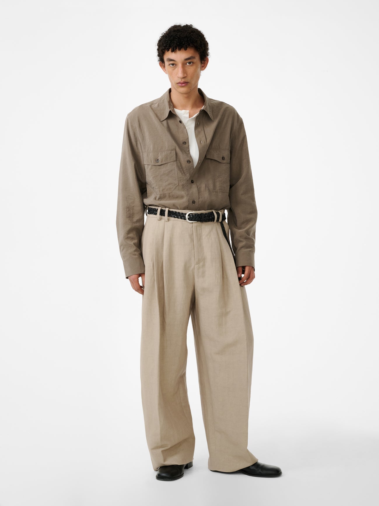Wide Leg Cotton Trouser Sand view 2
