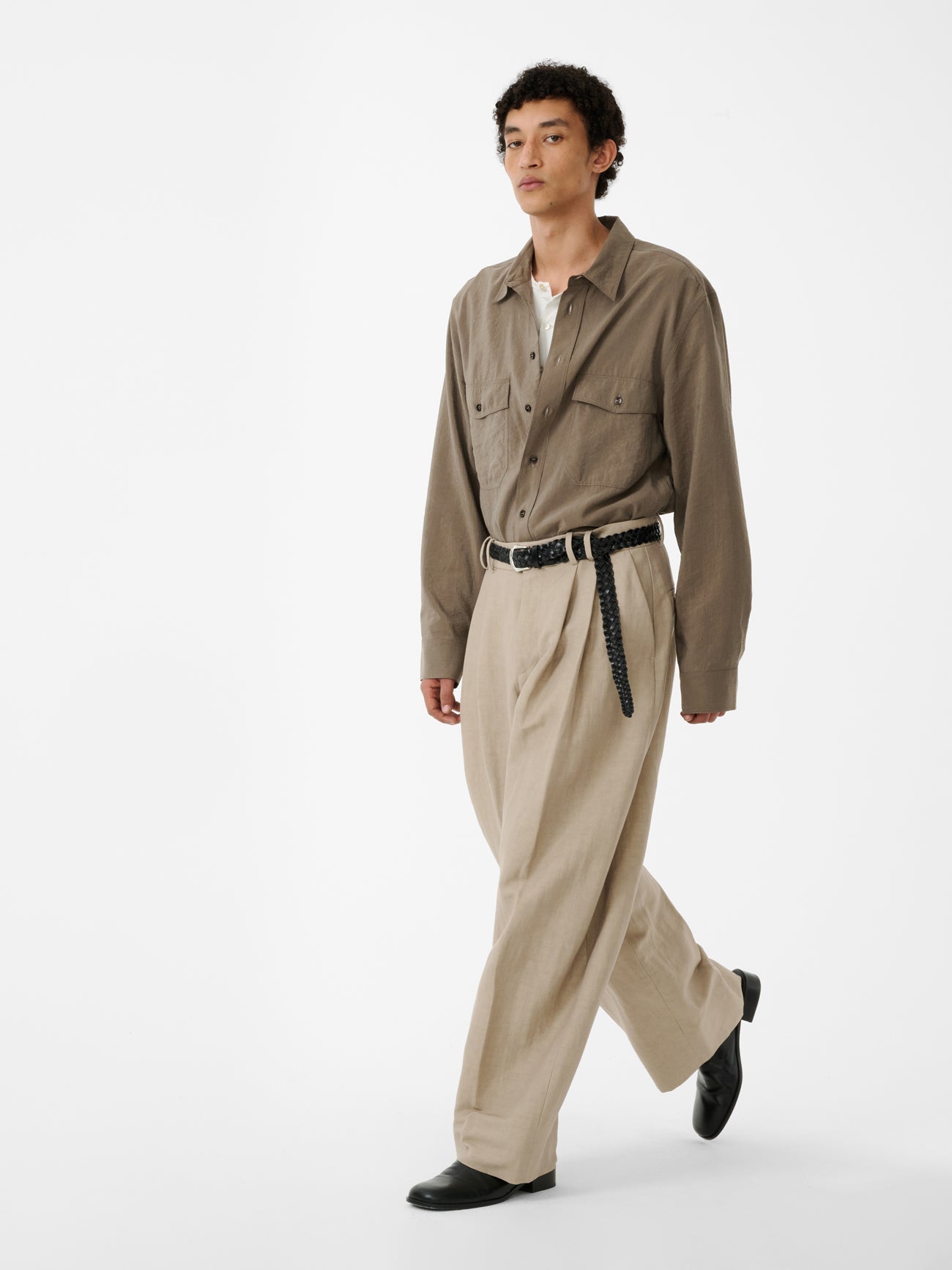 Wide Leg Cotton Trouser Sand view 5