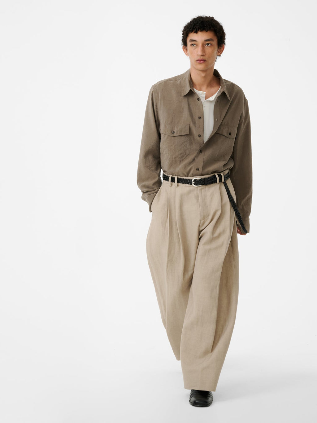 Wide Leg Cotton Trouser Sand view 4