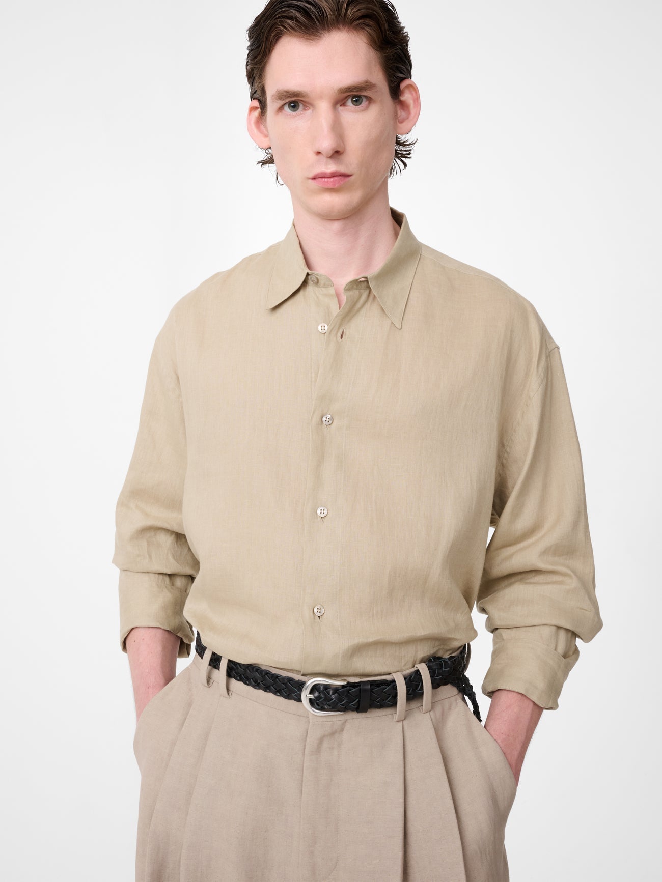 Linen Shirt Driftwood view 2