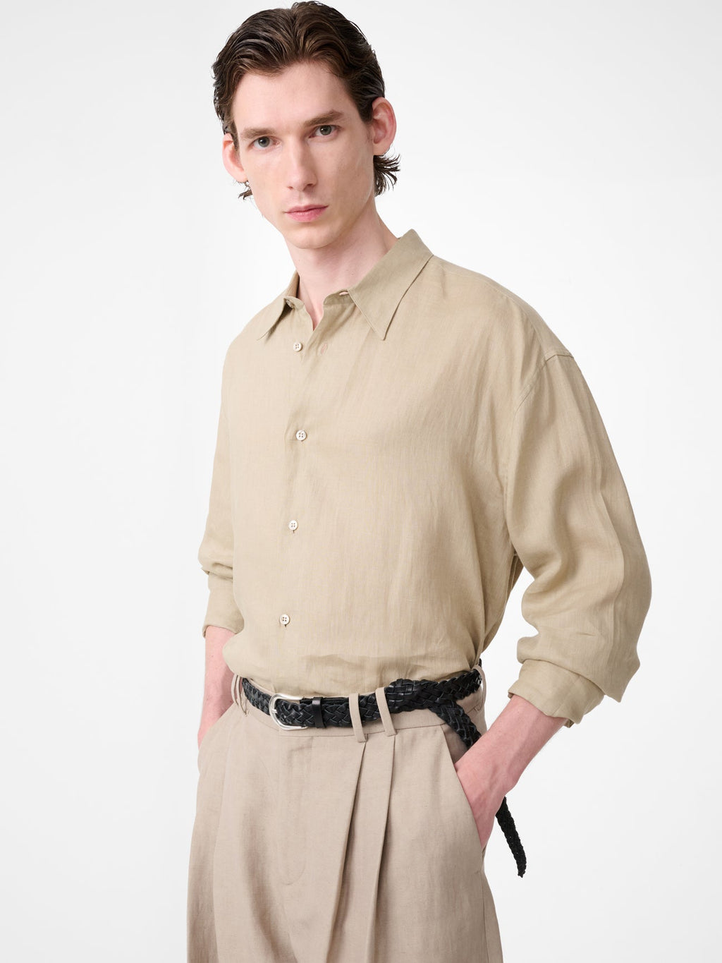 Linen Shirt Driftwood view 3