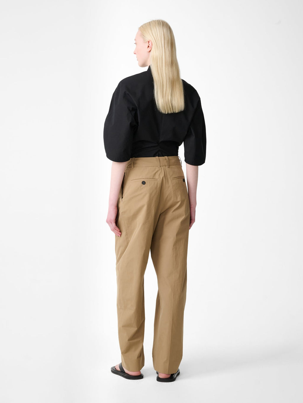 Pleated Wool Trouser Taupe view 5