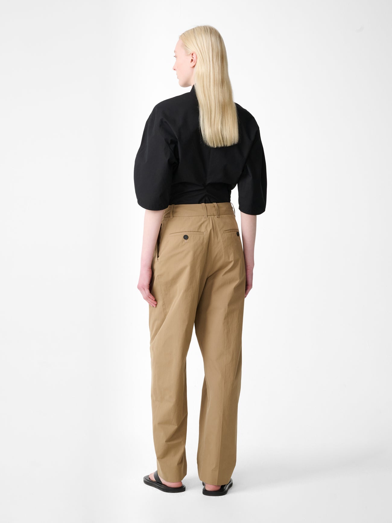 Pleated Wool Trouser Taupe view 5