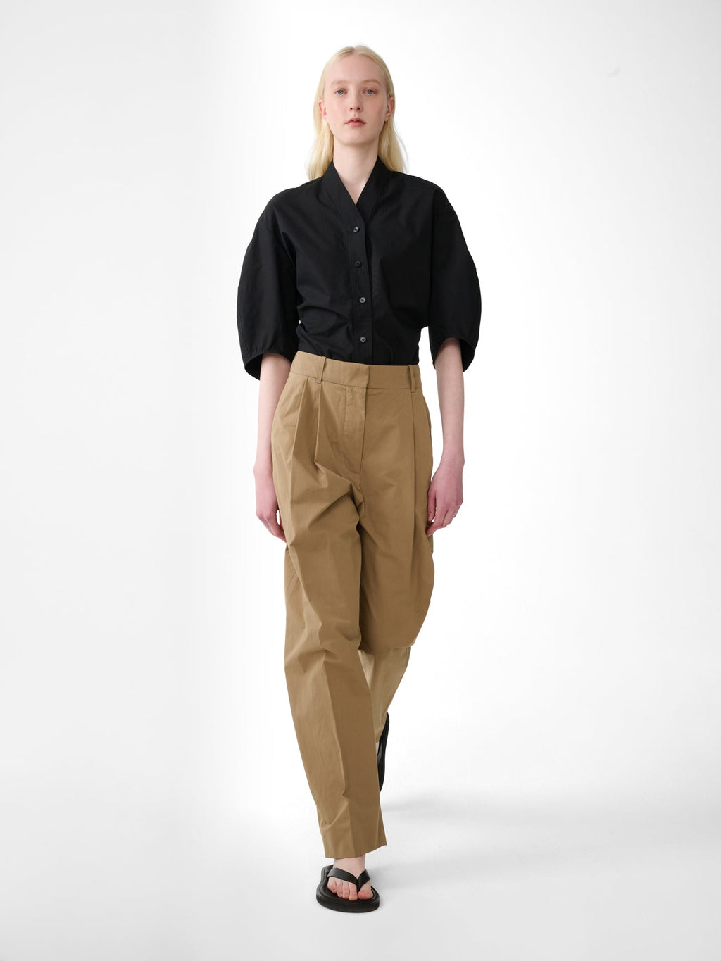 Pleated Wool Trouser Taupe view 2